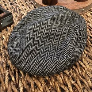 Vintage USA Classic Black and Gray Herringbone Flat Golf Cap 100% wool